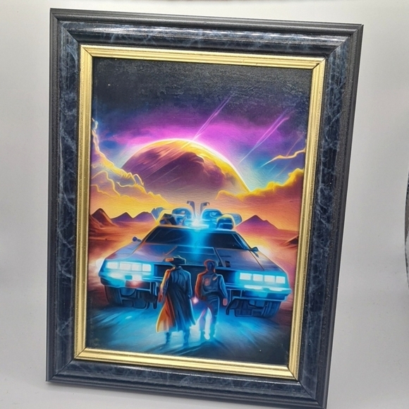 Back To The Future Delorean‎ Fantasy Art Framed 5x7 Print - Picture 7 of 7